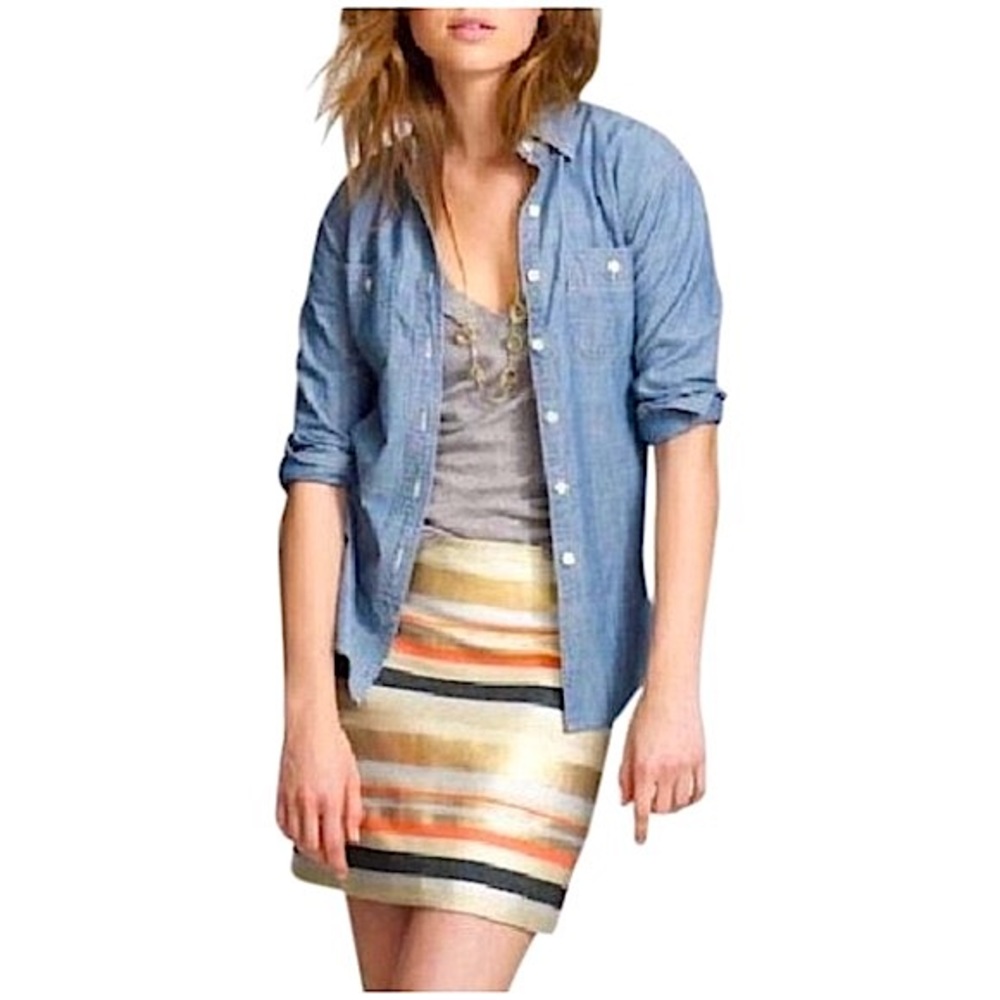 J. Crew Factory Shiny Stripe Skirt 0